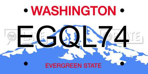 EGQL74 Washington License Plate