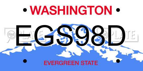 EGS98D Washington License Plate