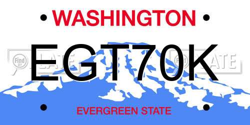 EGT70K Washington License Plate