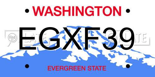 EGXF39 Washington License Plate