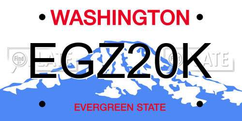 EGZ20K Washington License Plate
