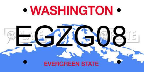 EGZG08 Washington License Plate