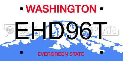 EHD96T Washington License Plate