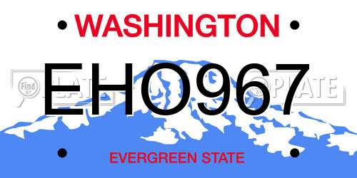EHO967 Washington License Plate