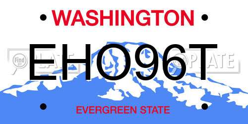 EHO96T Washington License Plate