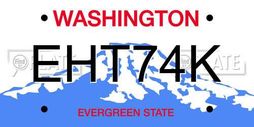 EHT74K Washington License Plate