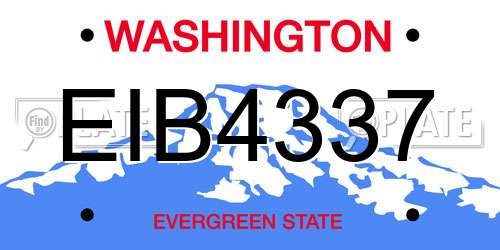 EIB4337 Washington License Plate