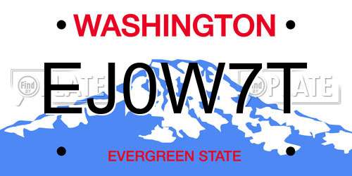 EJ0W7T Washington License Plate