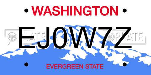 EJ0W7Z Washington License Plate