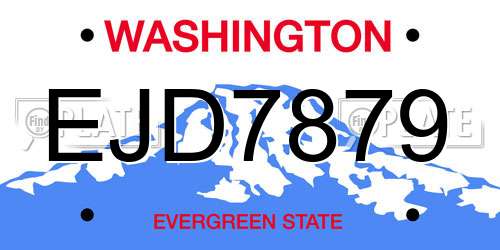EJD7879 Washington License Plate
