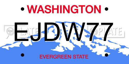 EJDW77 Washington License Plate