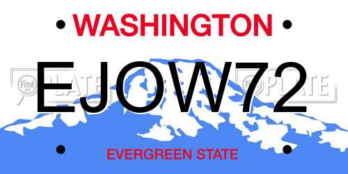 EJOW72 Washington License Plate