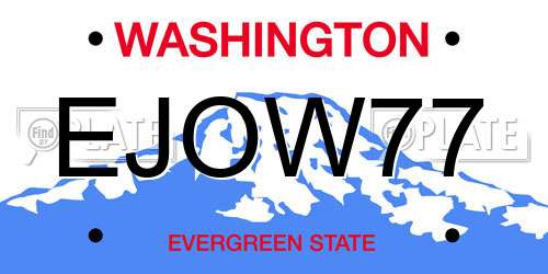 EJOW77 Washington License Plate