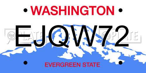 EJQW72 Washington License Plate