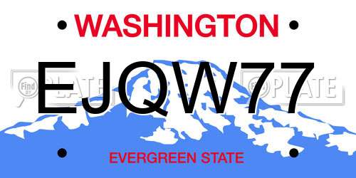 EJQW77 Washington License Plate