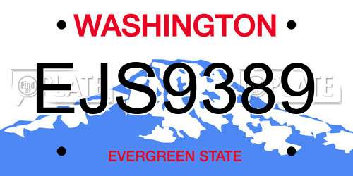 EJS9389 Washington License Plate