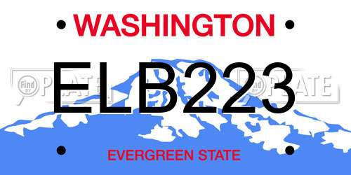ELB223 Washington License Plate