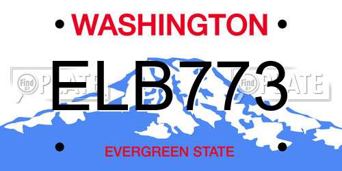 ELB773 Washington License Plate