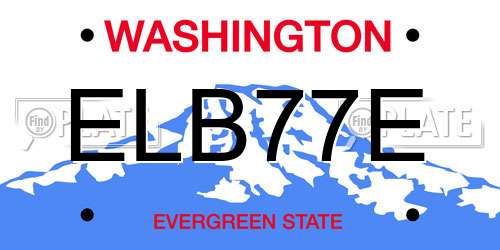ELB77E Washington License Plate