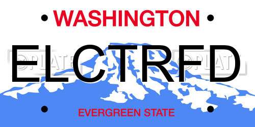 ELCTRFD Washington License Plate