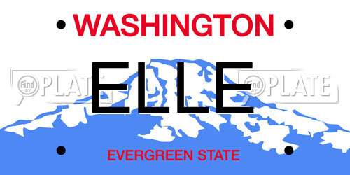 ELLE Washington License Plate