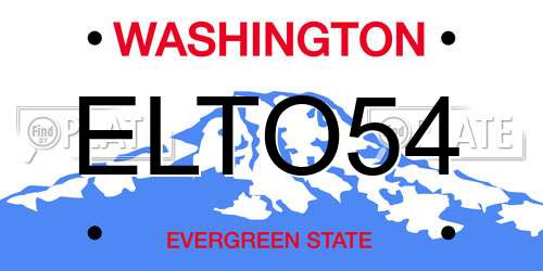 ELTO54 Washington License Plate