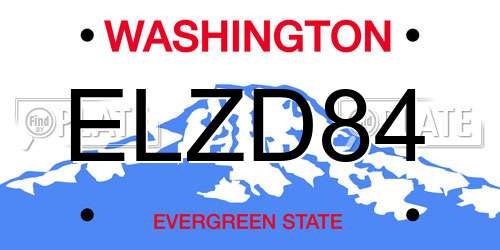 ELZD84 Washington License Plate