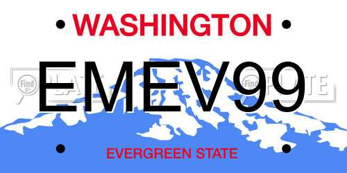 EMEV99 Washington License Plate