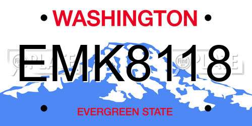 EMK8118 Washington License Plate