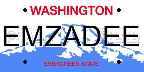 EMZADEE Washington License Plate