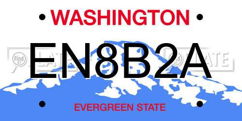 EN8B2A Washington License Plate