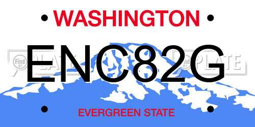 ENC82G Washington License Plate
