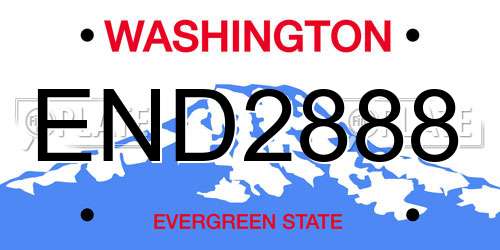 END2888 Washington License Plate