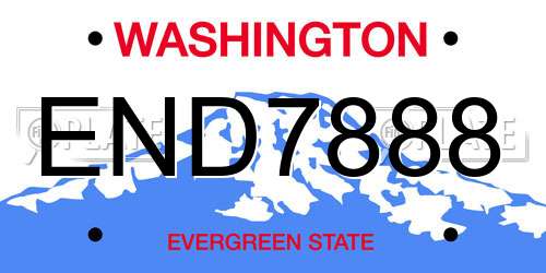 END7888 Washington License Plate