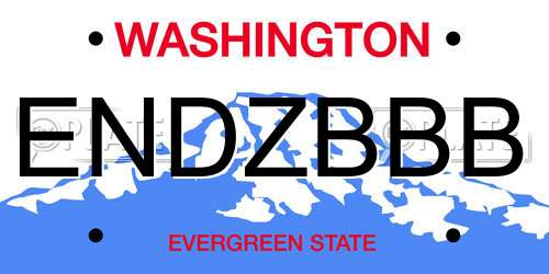 ENDZBBB Washington License Plate