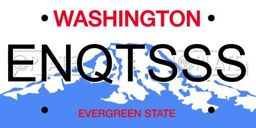 ENQTSSS Washington License Plate
