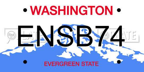ENSB74 Washington License Plate