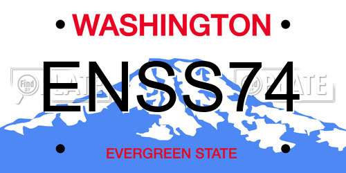 ENSS74 Washington License Plate