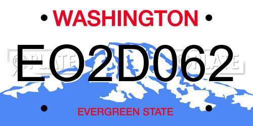 EO2D062 Washington License Plate