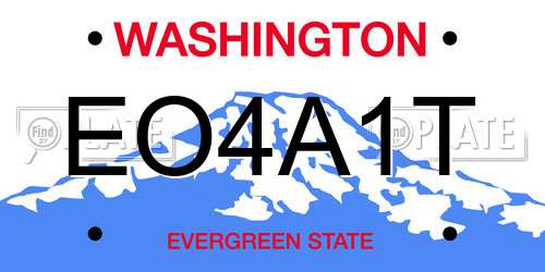EO4A1T Washington License Plate