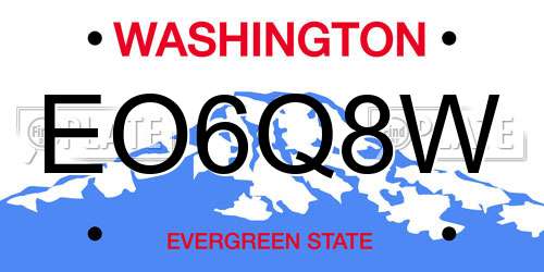 EO6Q8W Washington License Plate