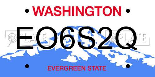 EO6S2Q Washington License Plate