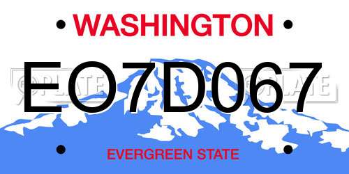 EO7D067 Washington License Plate