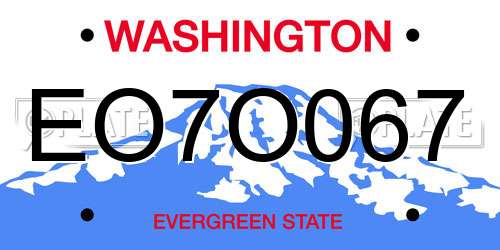 EO7O067 Washington License Plate