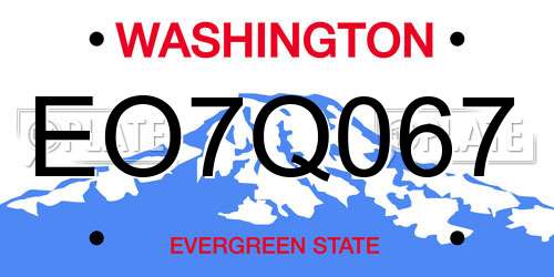 EO7Q067 Washington License Plate
