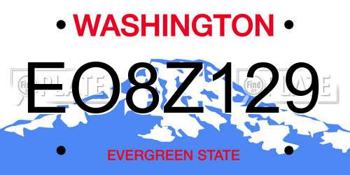 EO8Z129 Washington License Plate