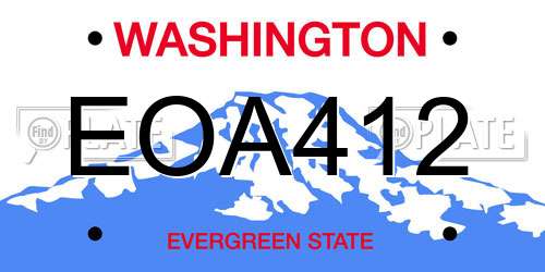 EOA412 Washington License Plate