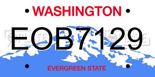 EOB7129 Washington License Plate