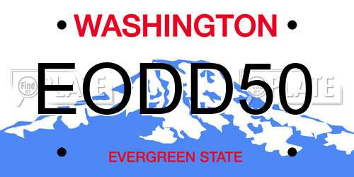 EODD50 Washington License Plate