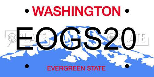 EOGS20 Washington License Plate